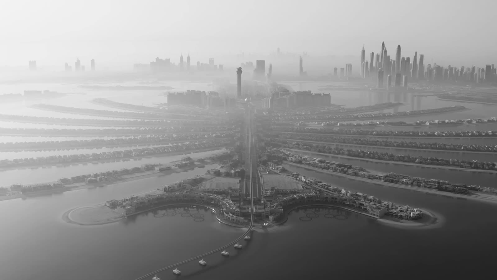 Aerial view of Dubai's coastline and skyline